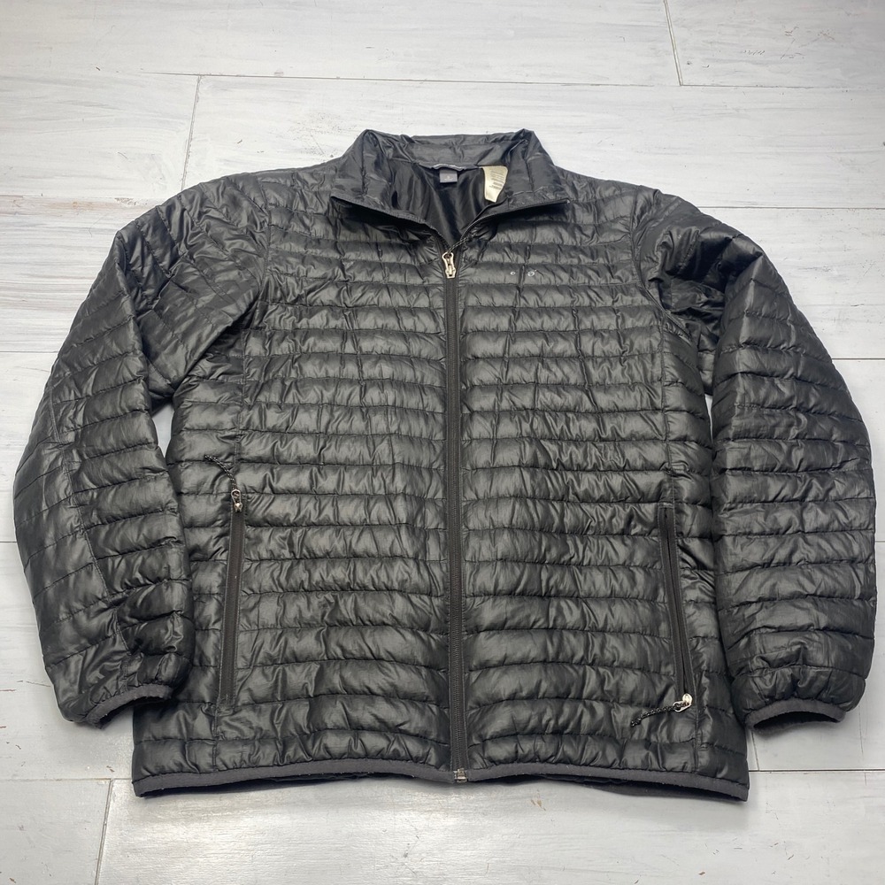 Eddie Bauer Down Puffer Jacket Mens M Black Quilted Lightweight Winter Coat